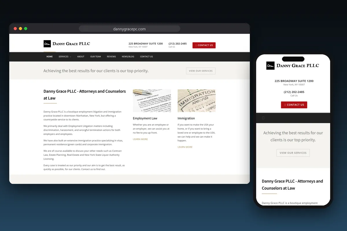 Danny Grace PLLC website designed by Graticle
