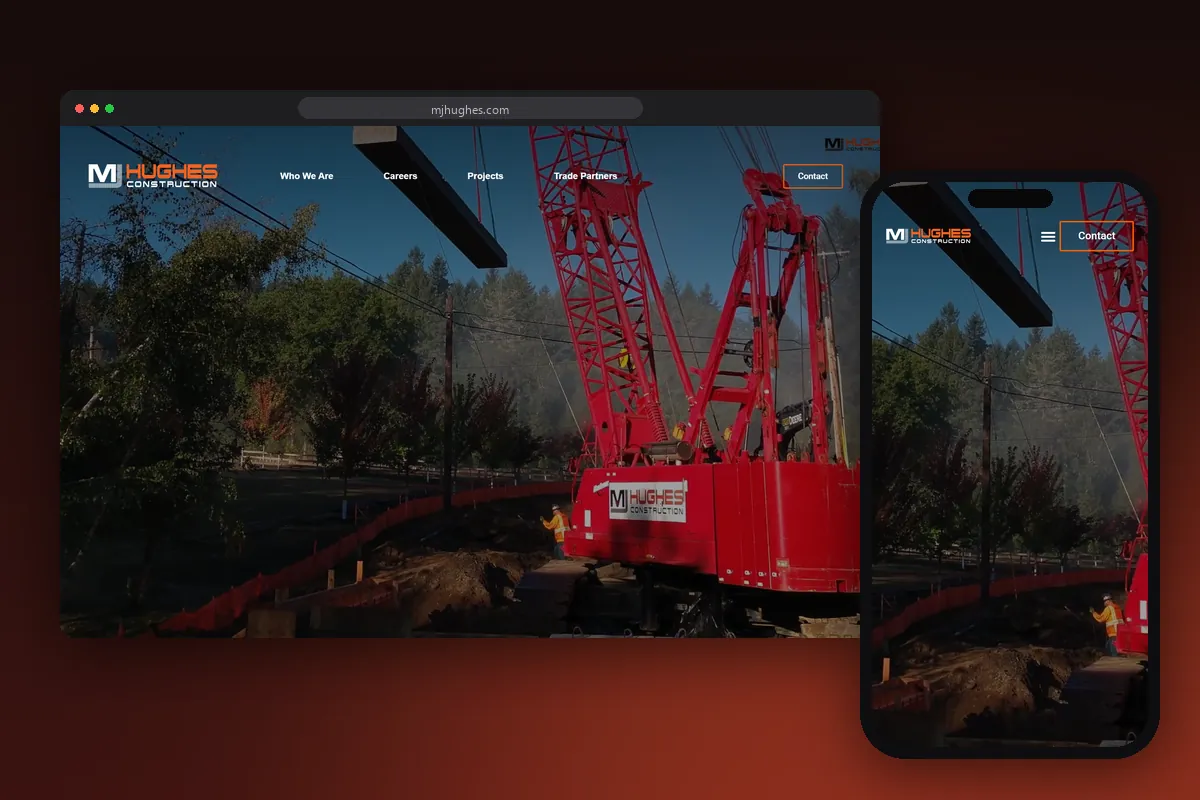 MJ Hughes Construction website, designed by Graticle