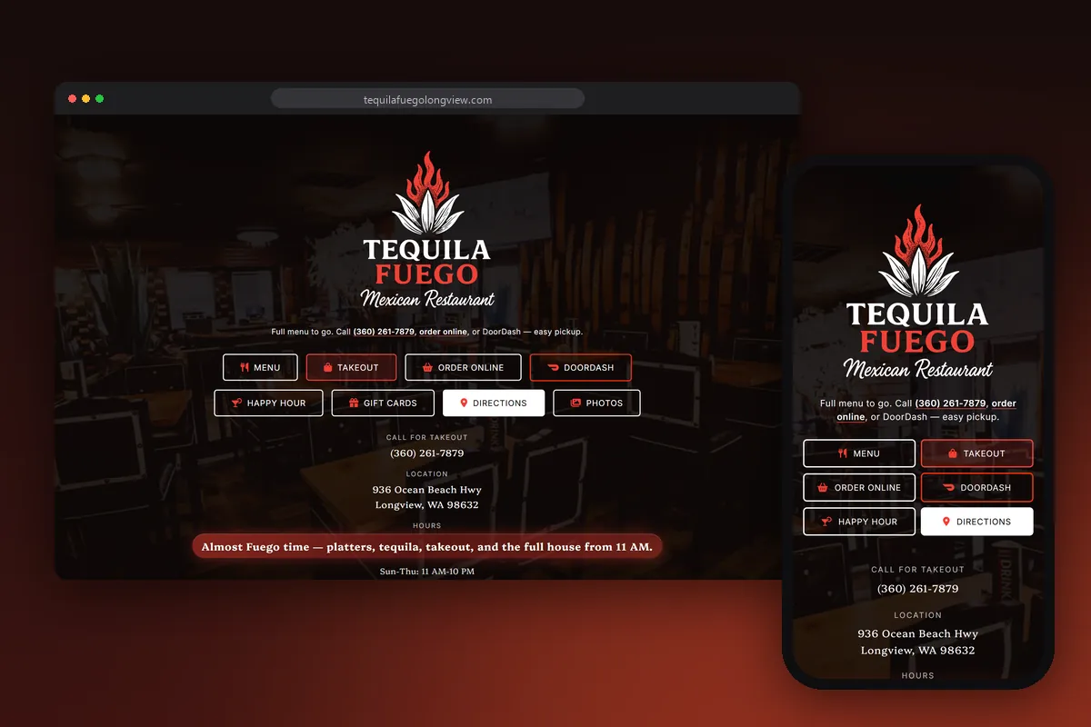 Tequila Fuego website, designed by Graticle