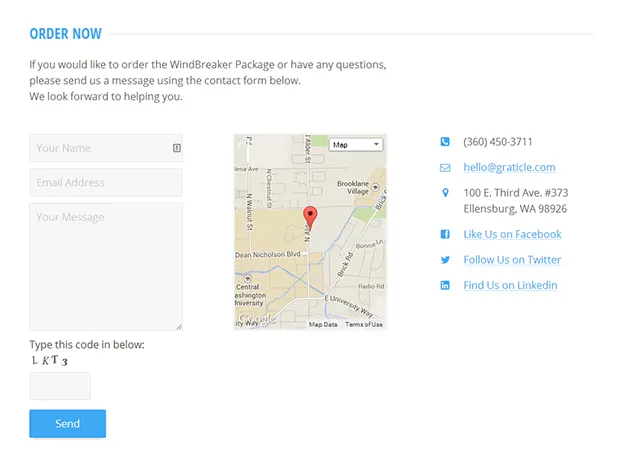Contact Form Google Map and Contact Information - WindBreaker Package