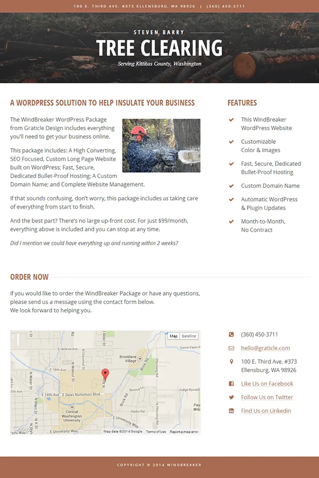 Fictitious Tree Clearing Service - WindBreaker Package Example