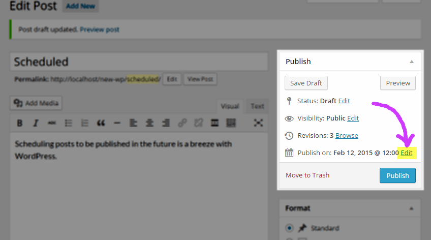 Step 2 - Edit the Publish Date