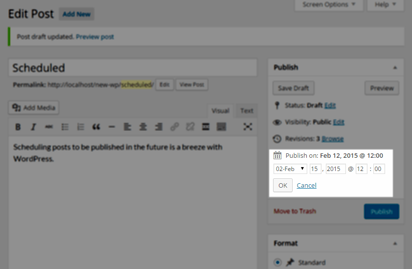Step 3 - Select the Future Date to be Published