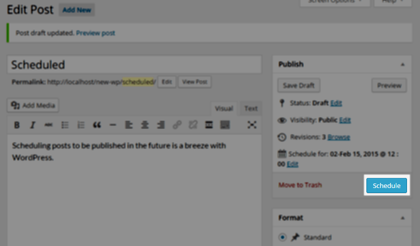 Step 4 - Click the Schedule or Update Button