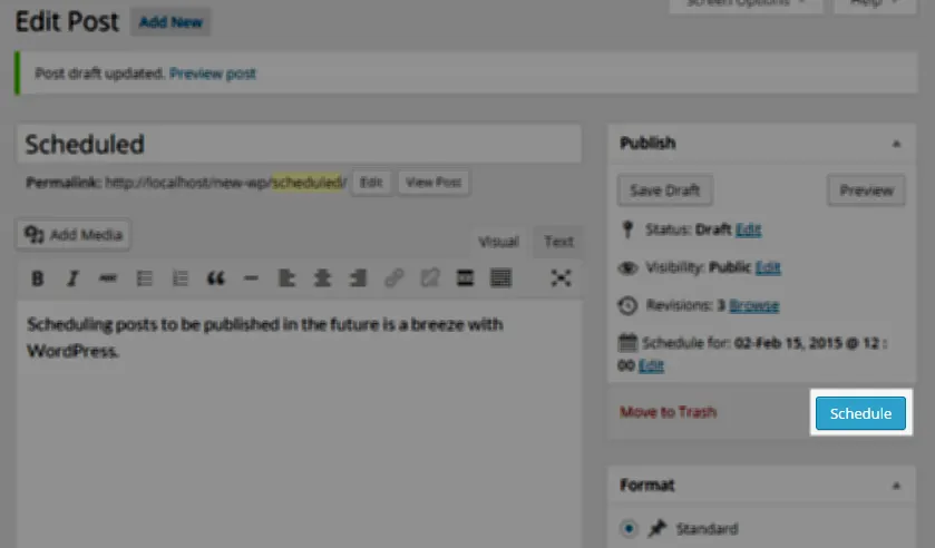 Step 4 - Click the Schedule or Update Button
