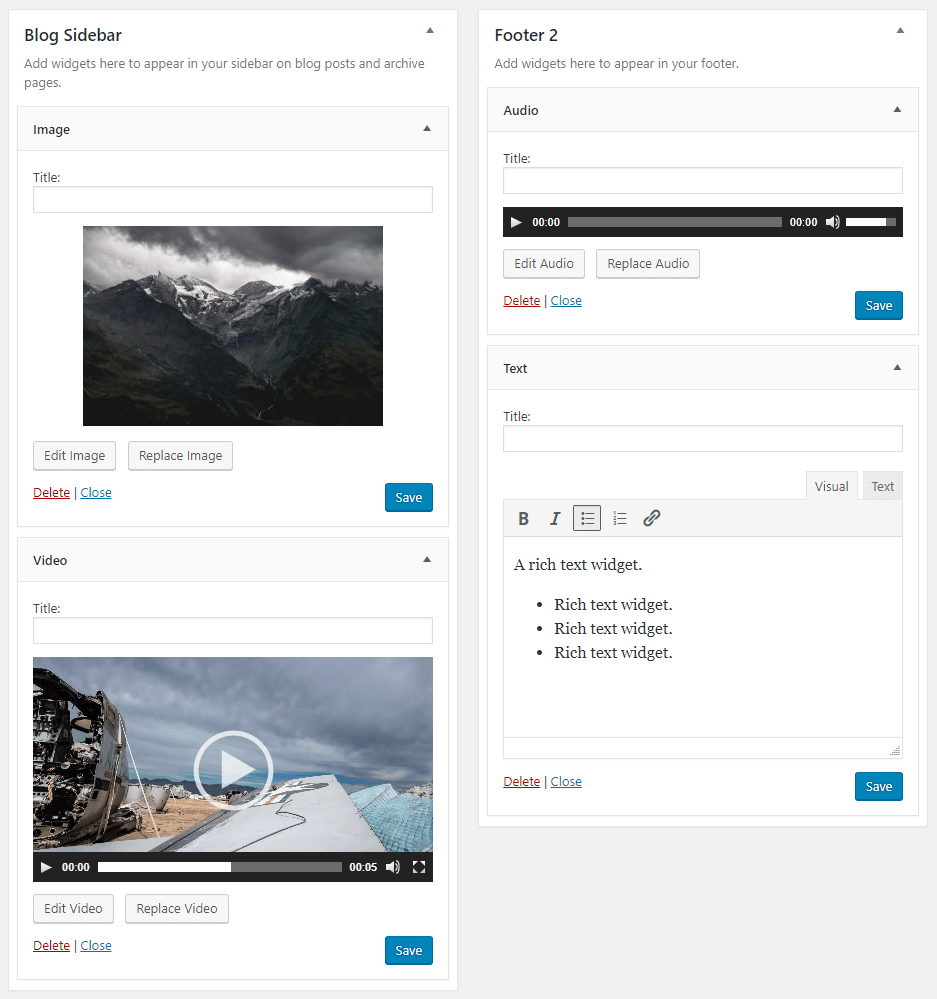 WordPress 4.8 New Widgets