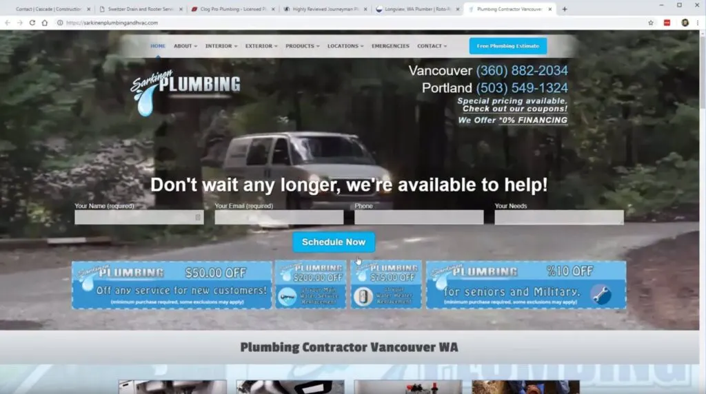 Web design tips plumbers