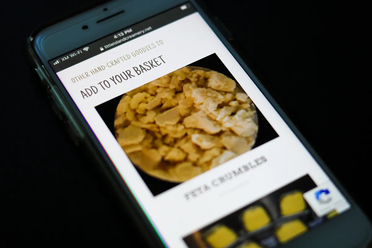 Phone showing ecommerce website