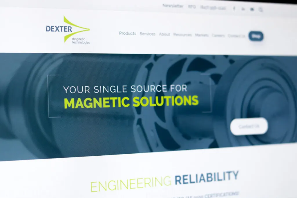 Dexter Magnetic Technologies website, designed by Graticle