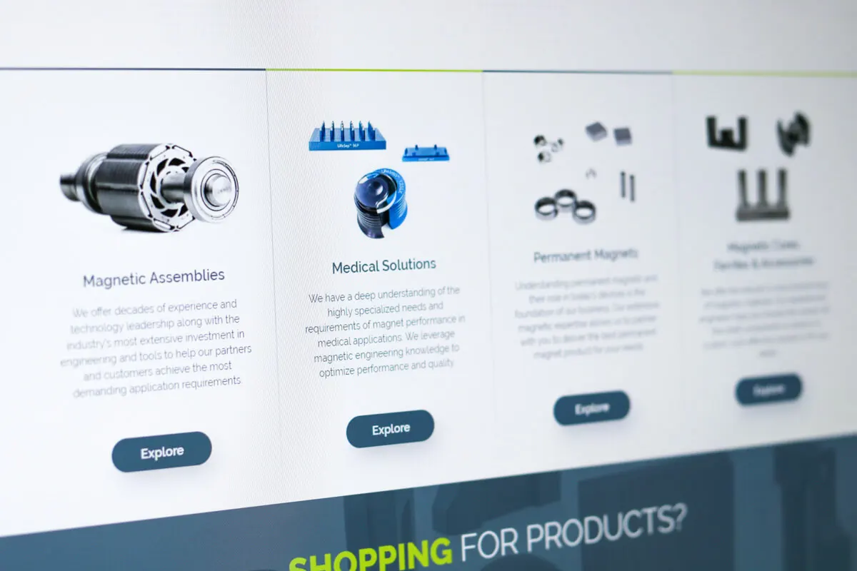 Product page design on a website