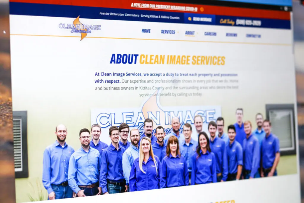Clean Image Services website, designed by Graticle