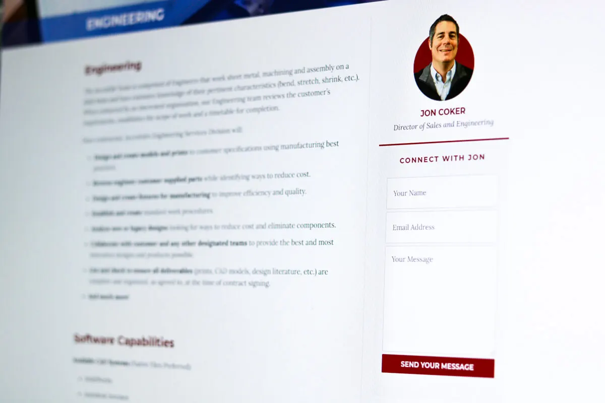 Call to action form for sales