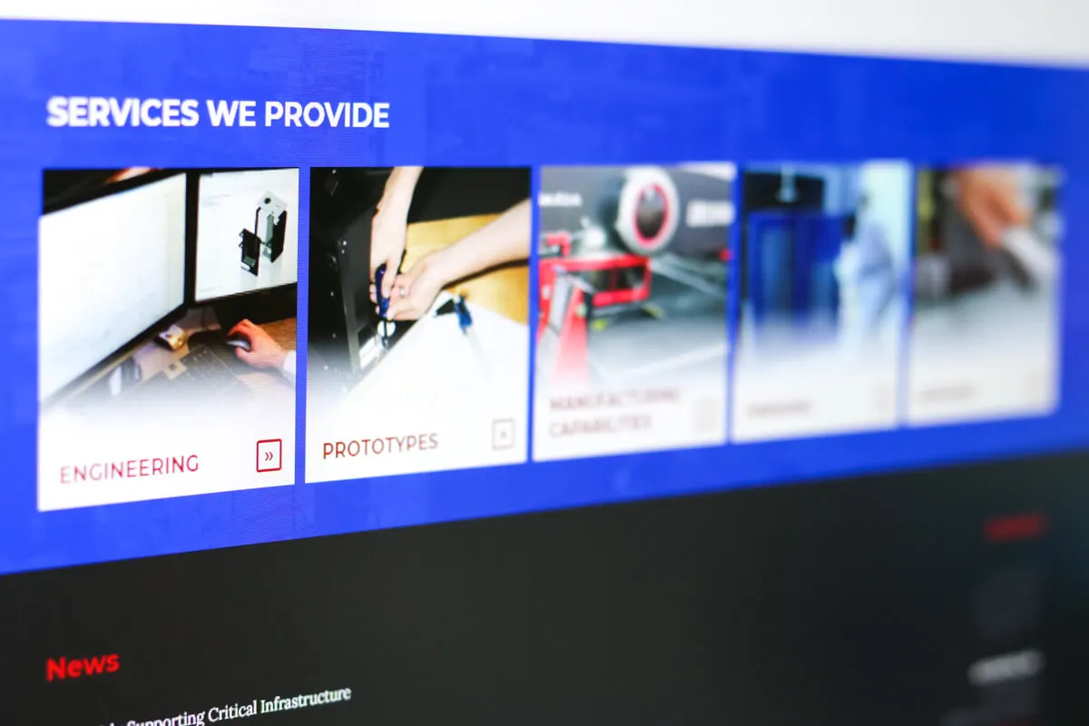 Manufacturer services webpage