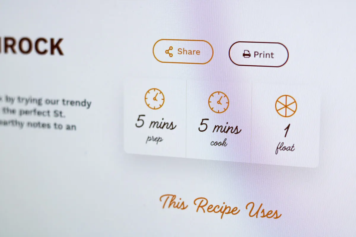 Recipe page web design