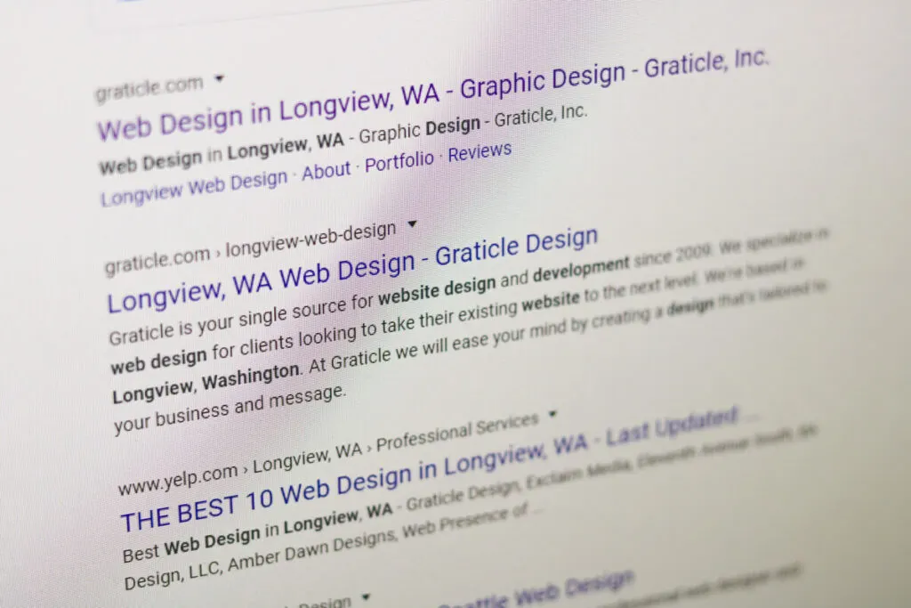 Photo of search engine results in Google