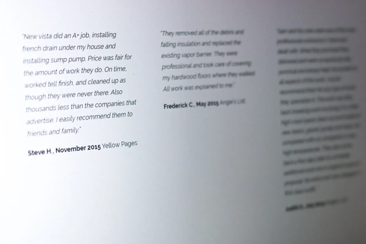 construction company testimonials website