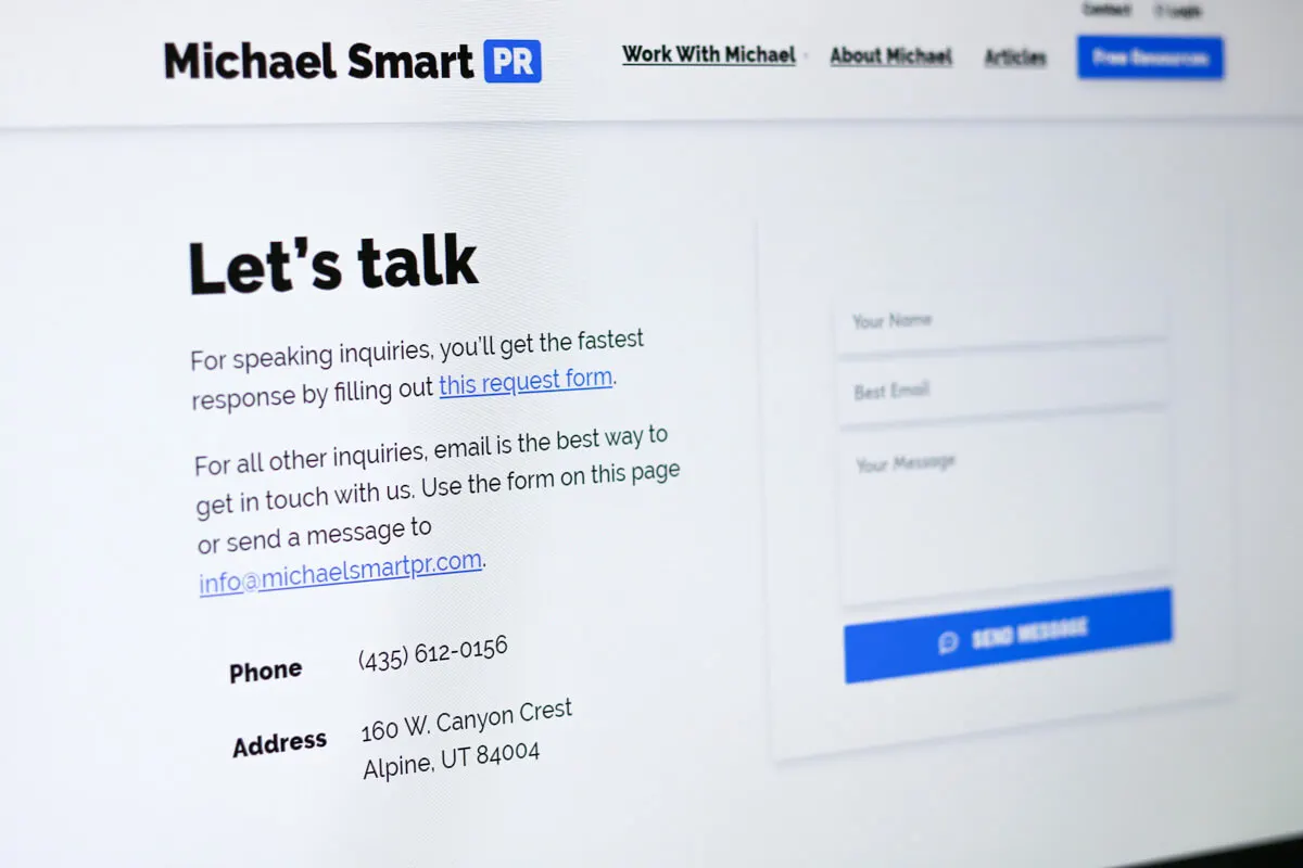 contact page design consultant
