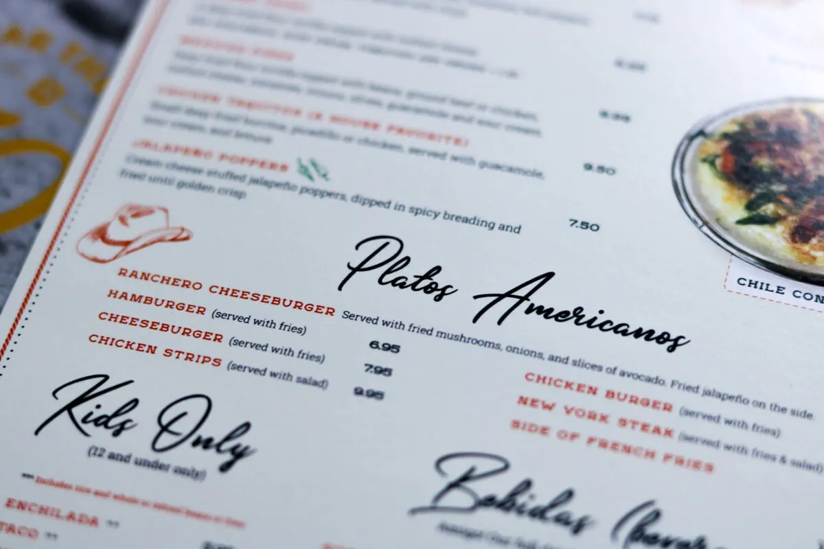 kids menu