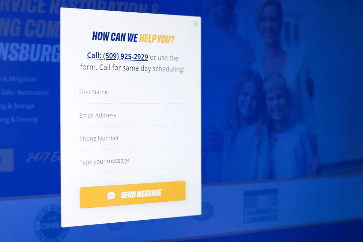 Send message form on a website