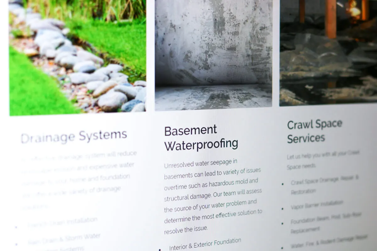 service page design for construction website