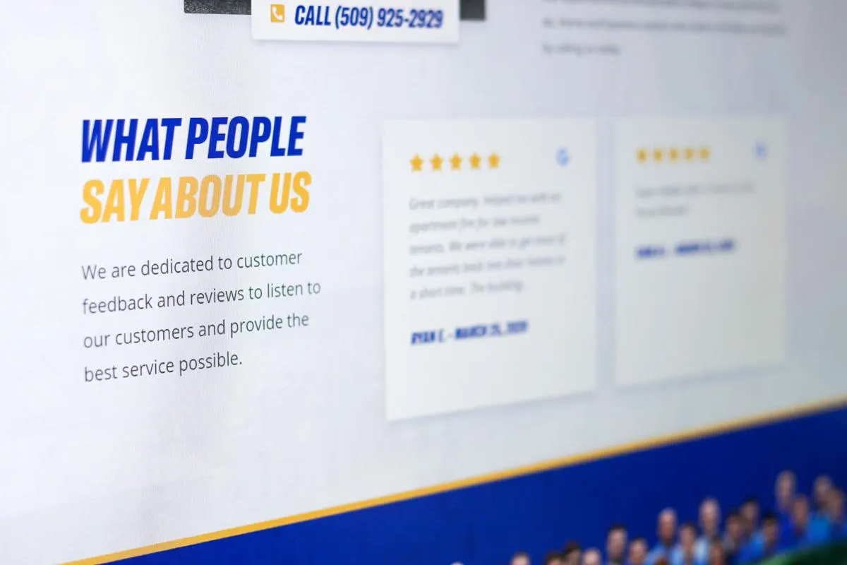 Social proof on a website