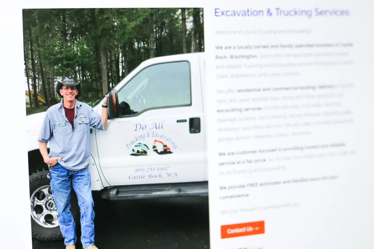 trucking excavating web design