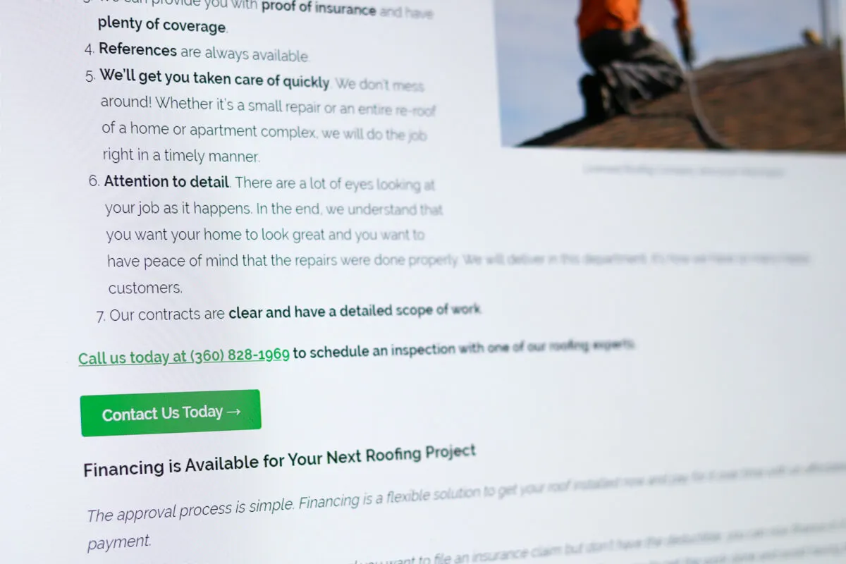 Call to Action Roofer