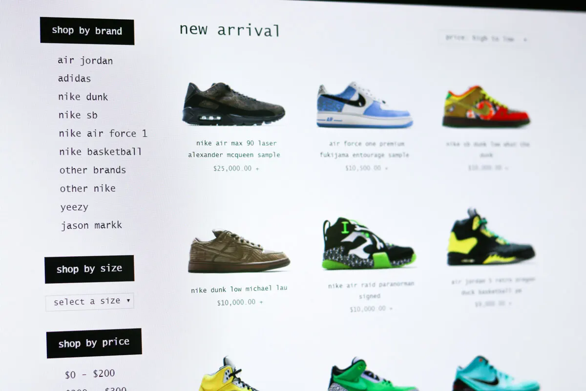 website shopping page