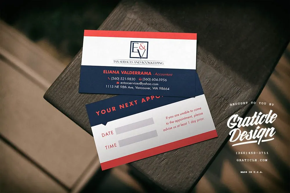 E&V Tax Services (print), designed by Graticle