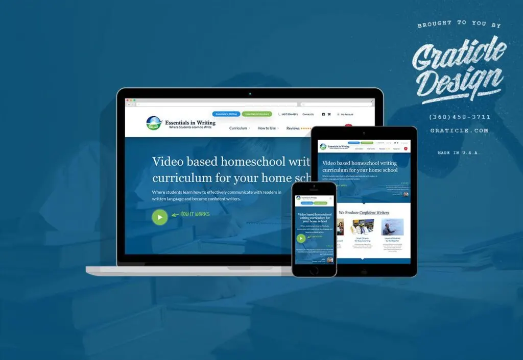 Essentials in Writing website, designed by Graticle