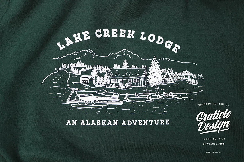 Fishing Lodge Logo Design Lake Creek Lodge Lake Creek Alakska Sweatshirt Graticle