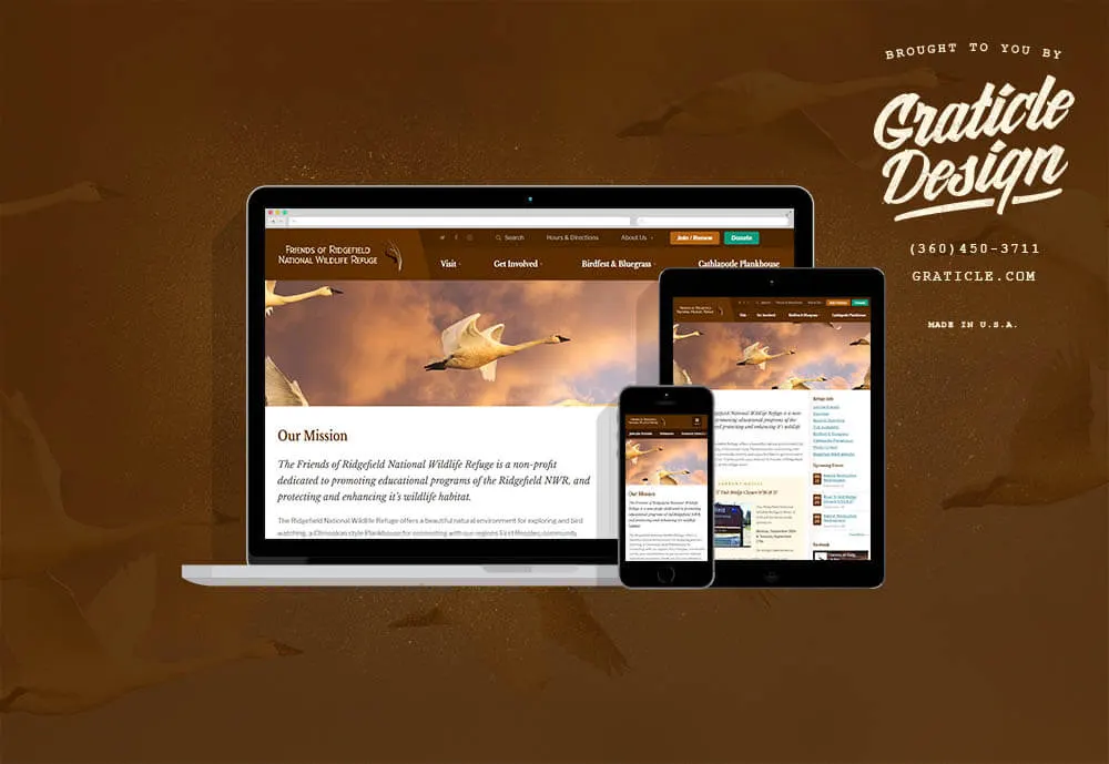 Friends of Ridgefield NWR website, designed by Graticle