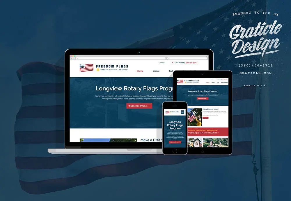 Freedom Flags website, designed by Graticle