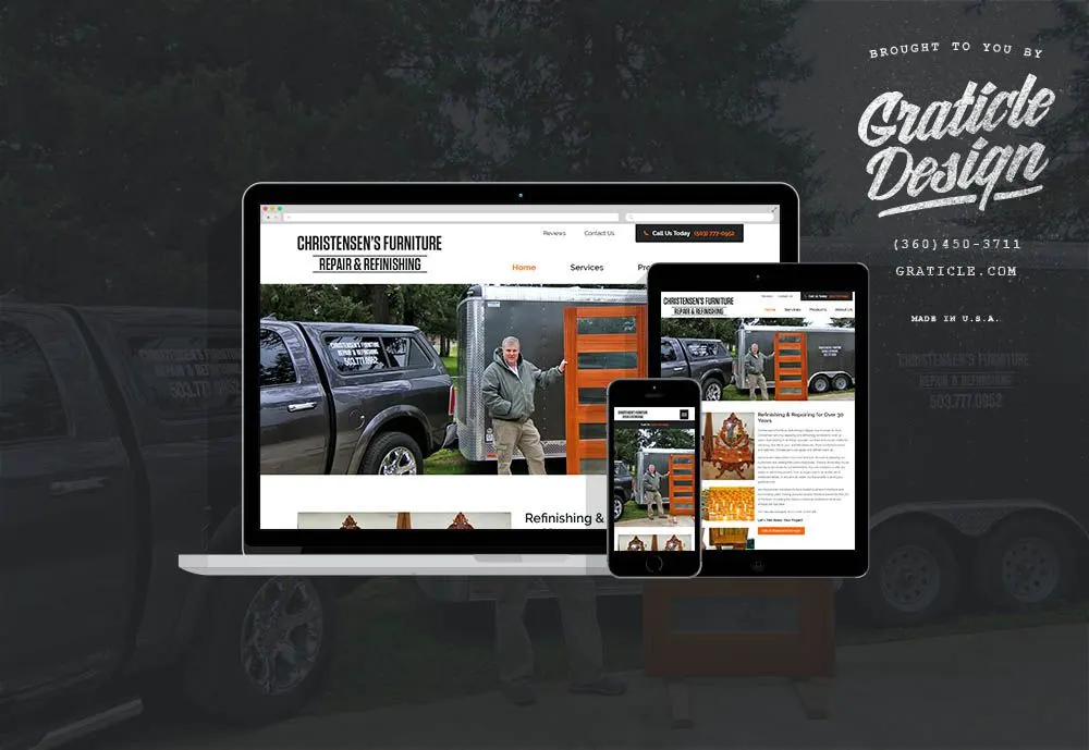 Christensen’s Furniture Repair website, designed by Graticle