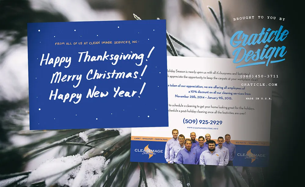 Holiday Postcard Design Clean Image Services (print), designed by Graticle