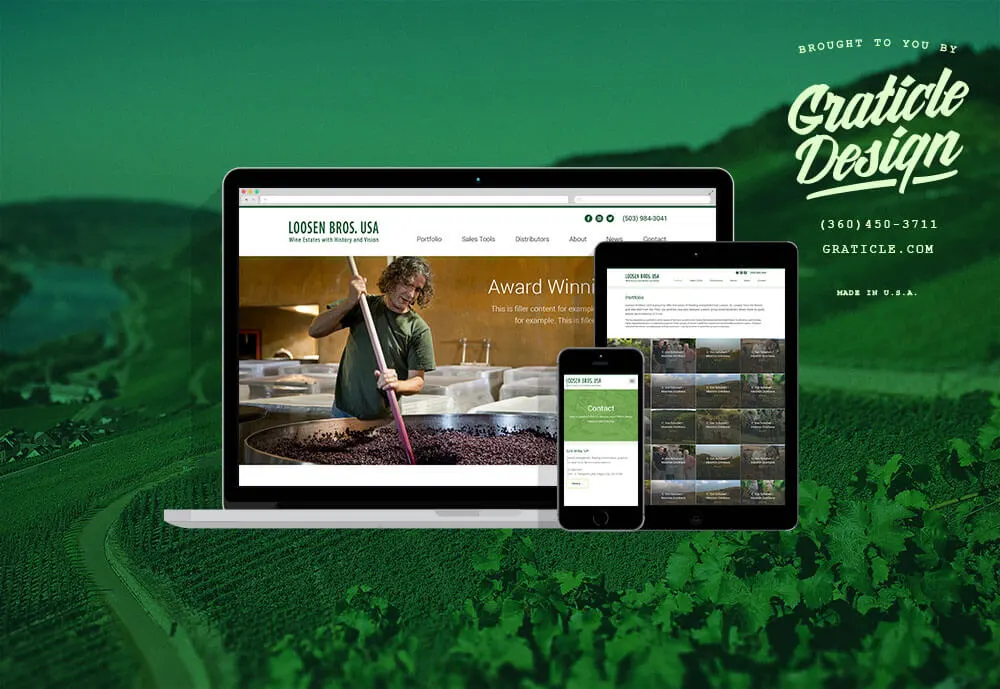 Loosen Bros USA website, designed by Graticle
