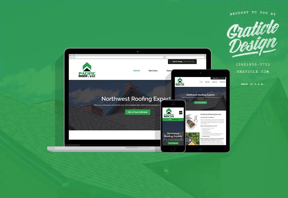 Pacific Roof LLC website, designed by Graticle