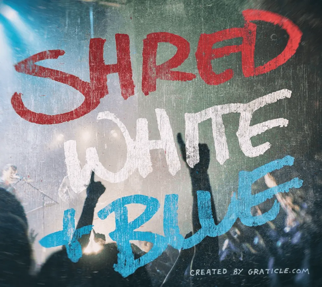 Shred White & Blue (graphic), designed by Graticle
