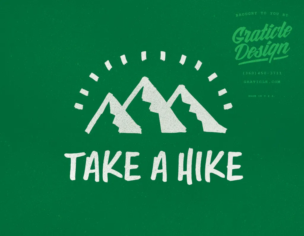 Take a Hike Sticker Design (print), designed by Graticle