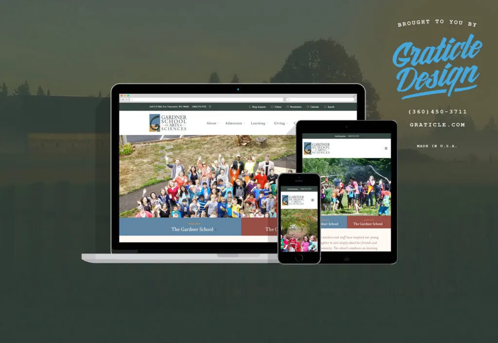 The Gardner School Website website, designed by Graticle