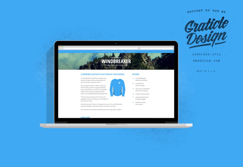 WindBreaker Package website, designed by Graticle