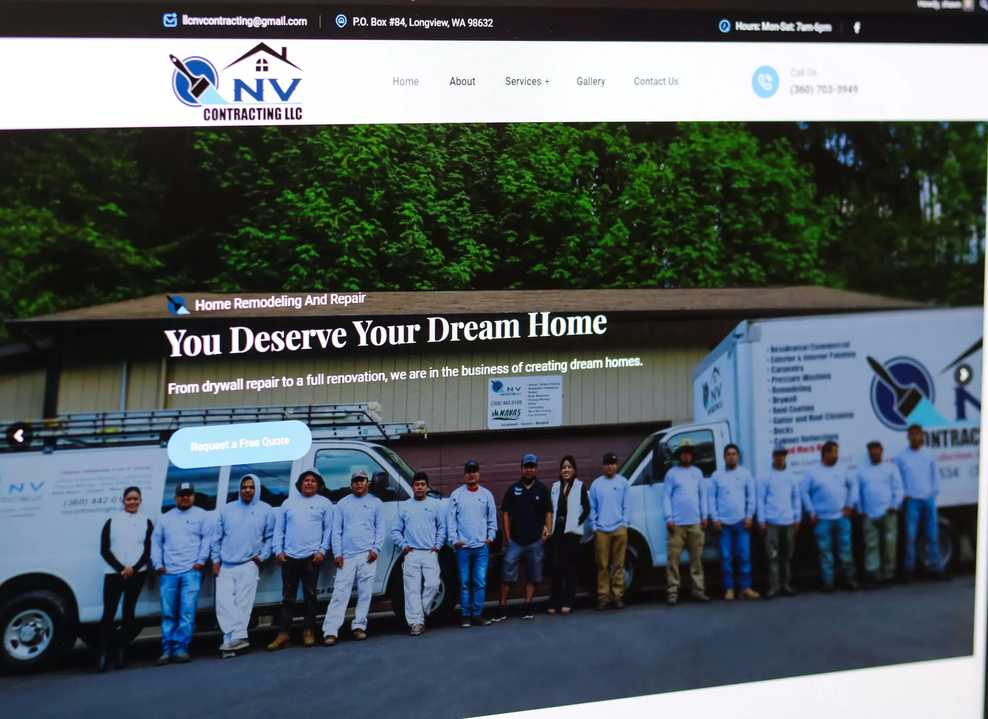 Construction longview washington website designer