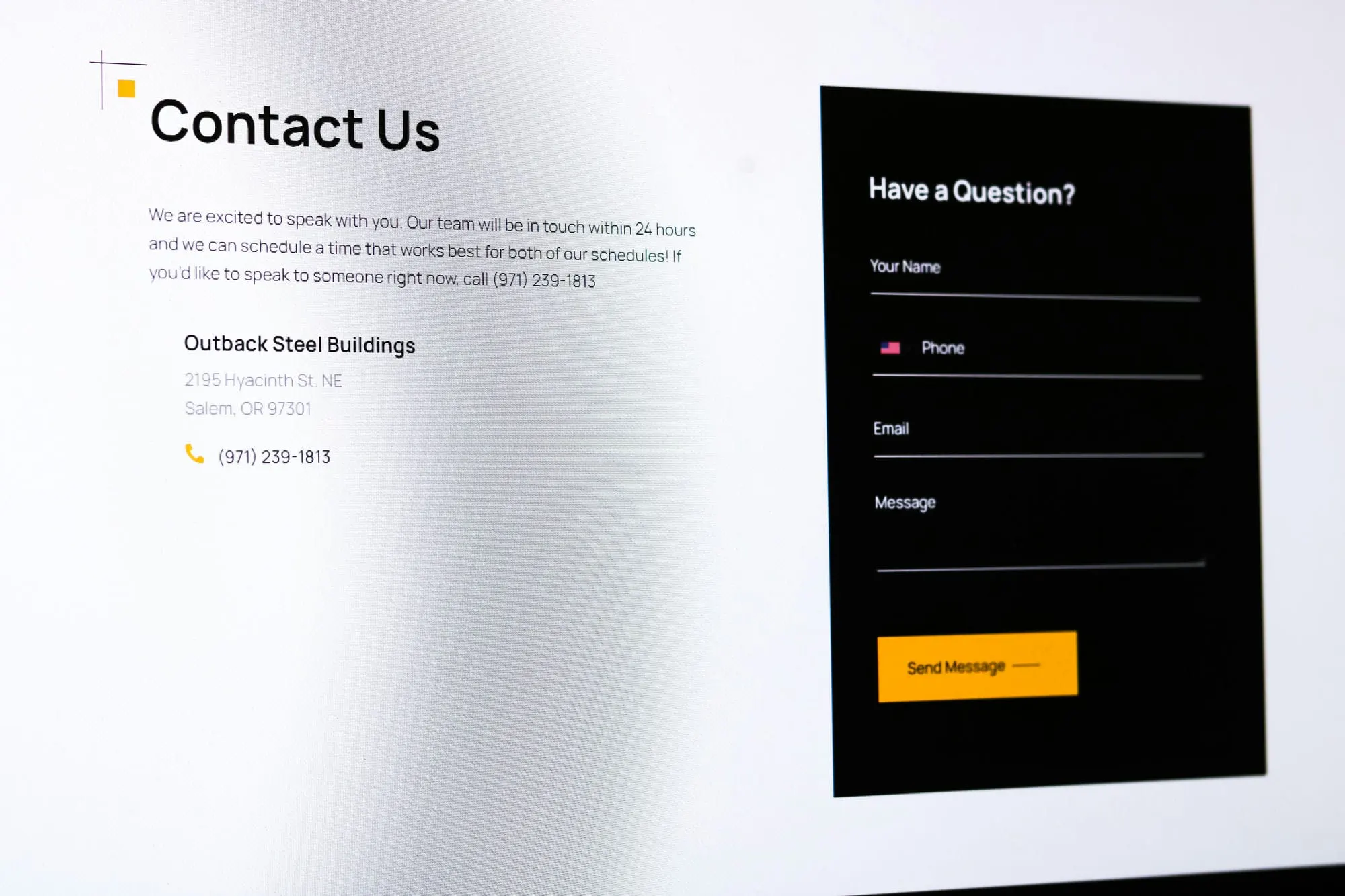 Contact form building website