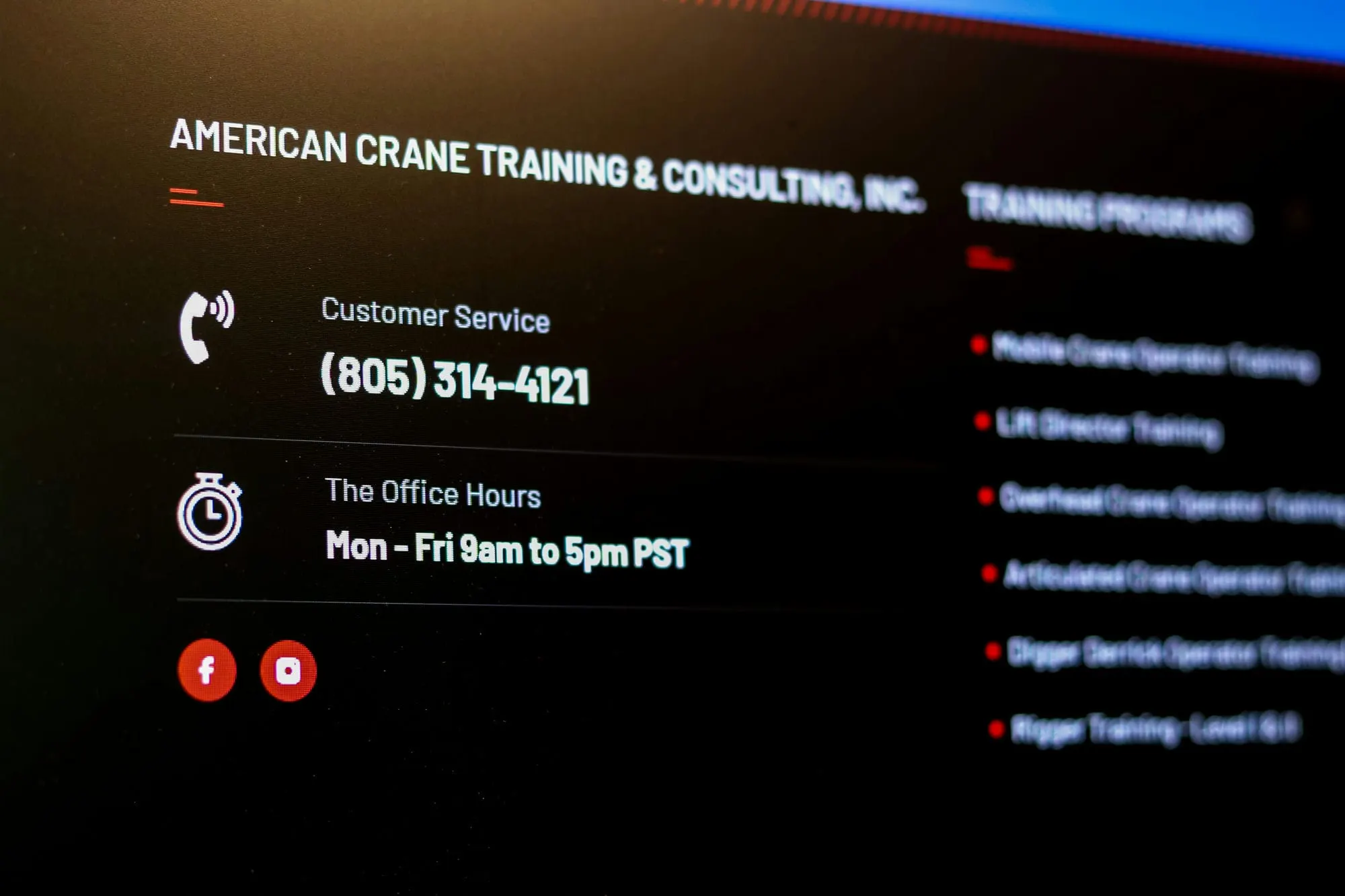 Crane training company website design