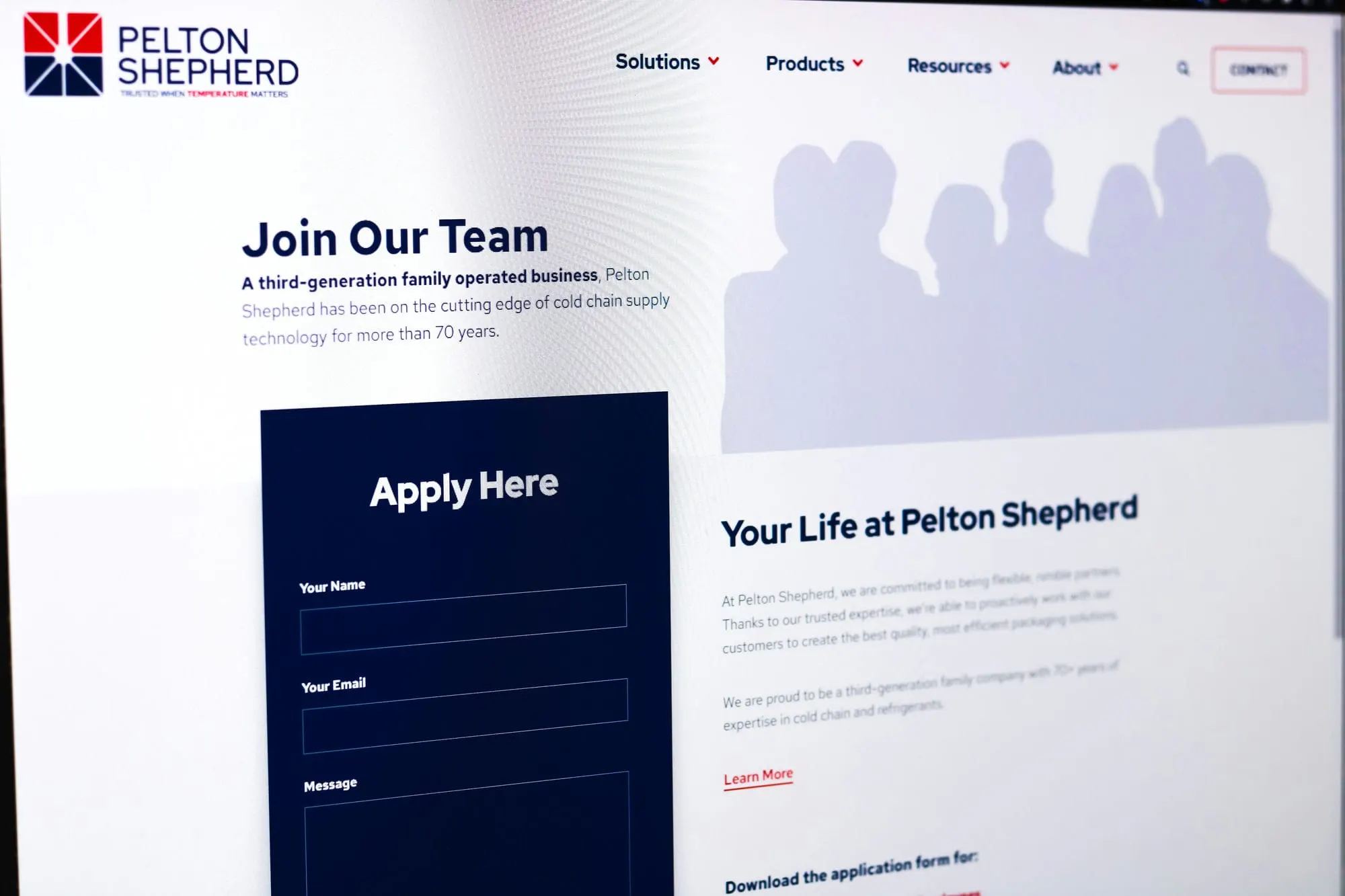 Employer page website design