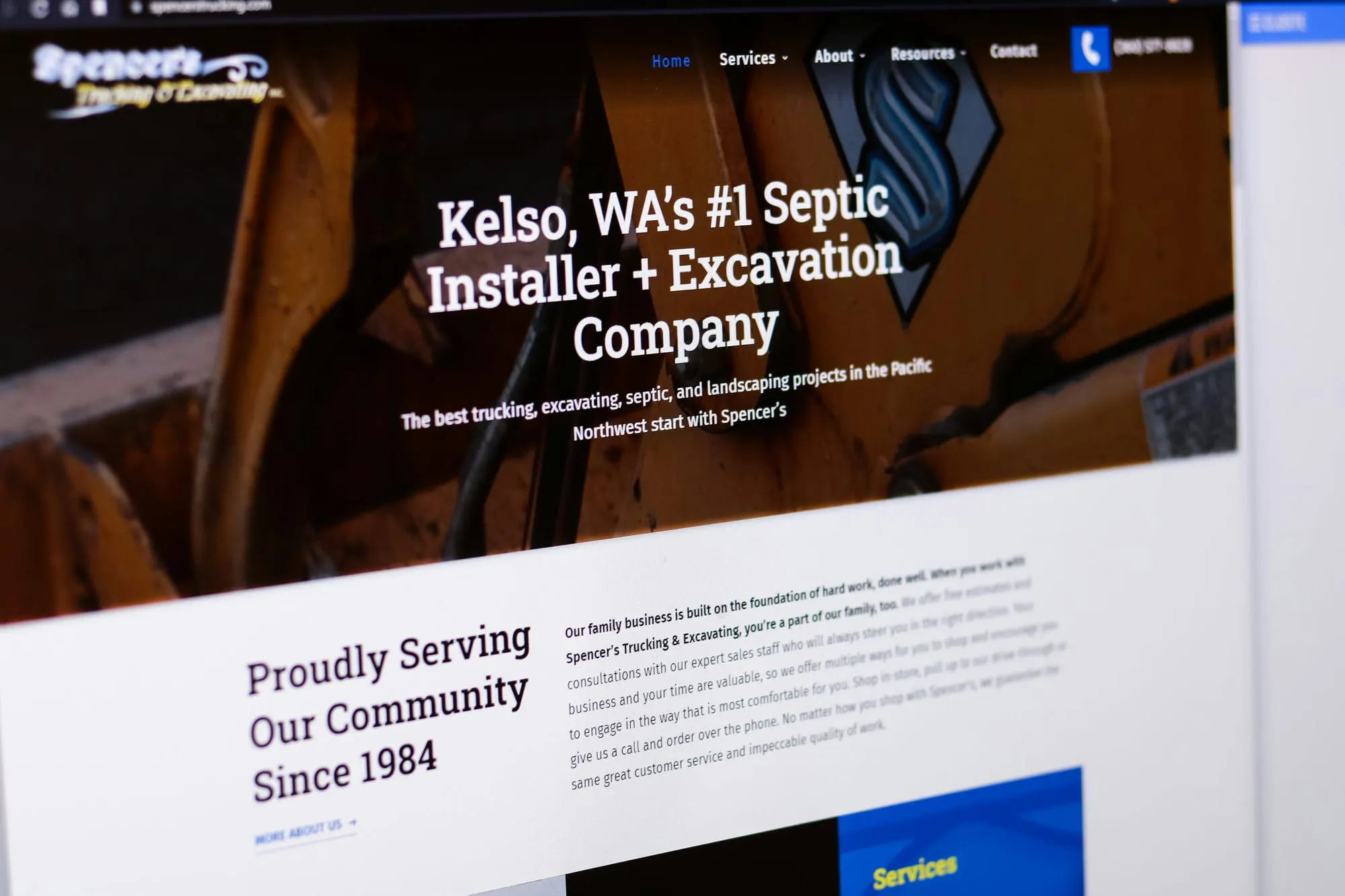 Excavation company kelso wa website design