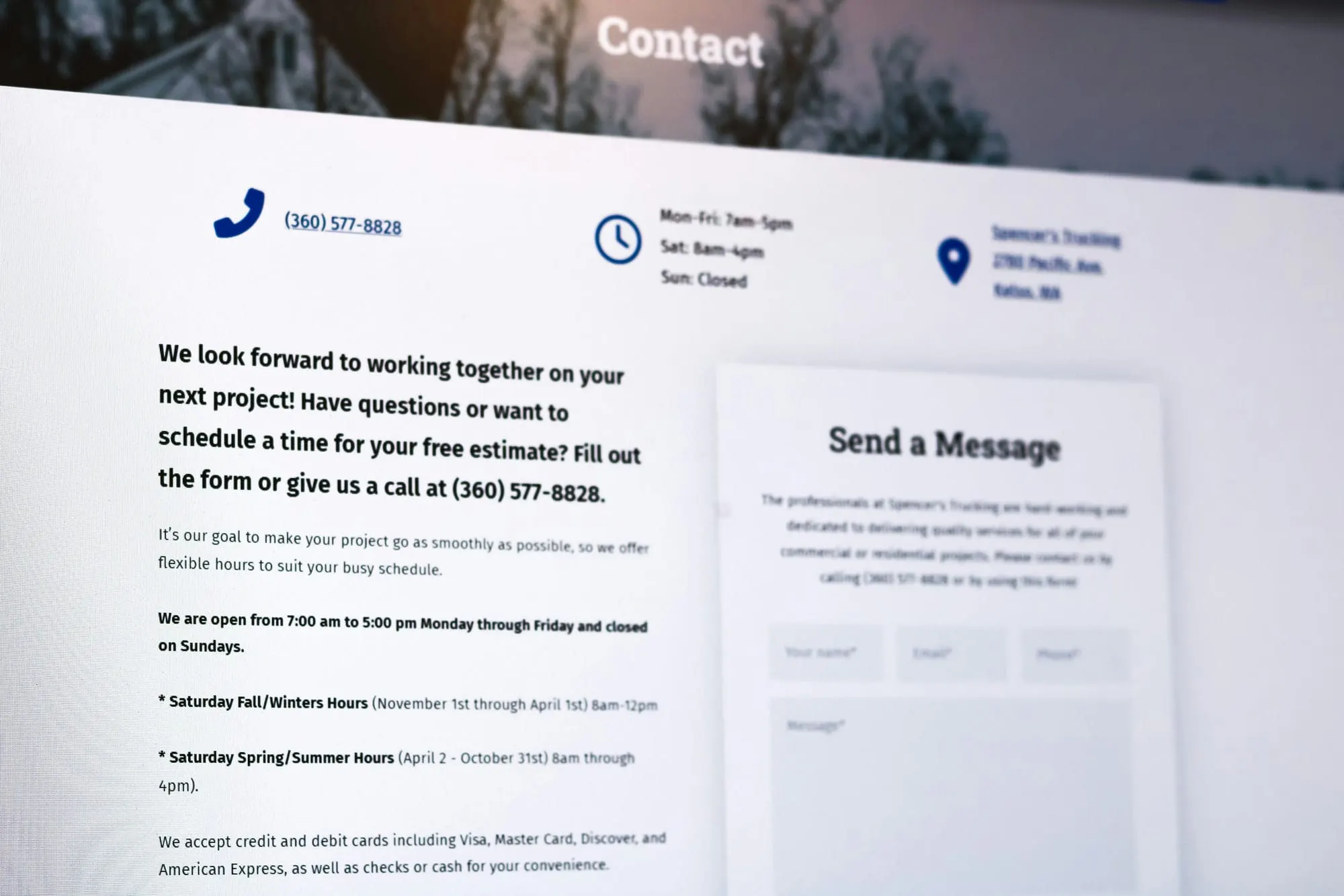 Excavation company website design