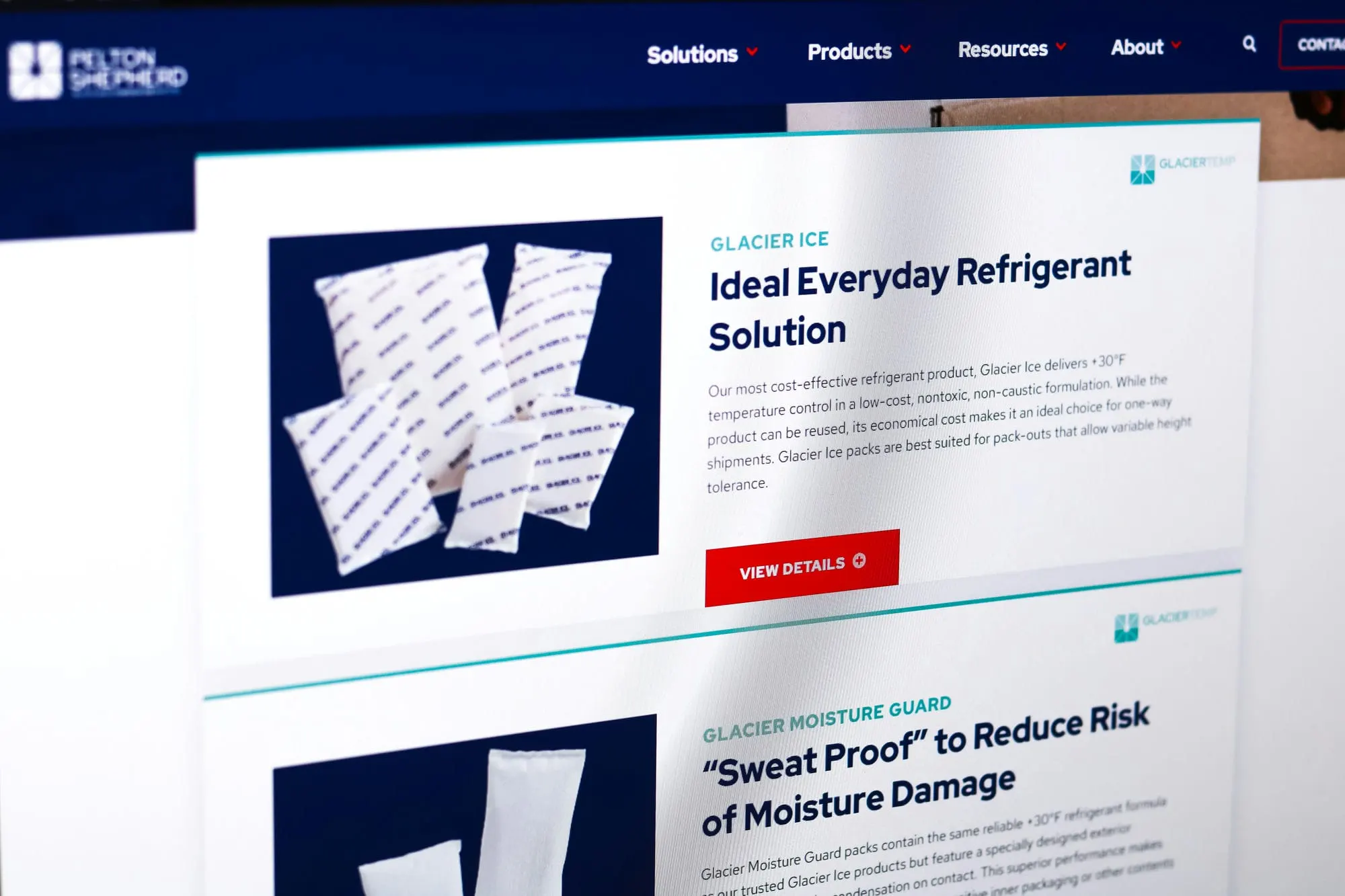 Product solutions page design