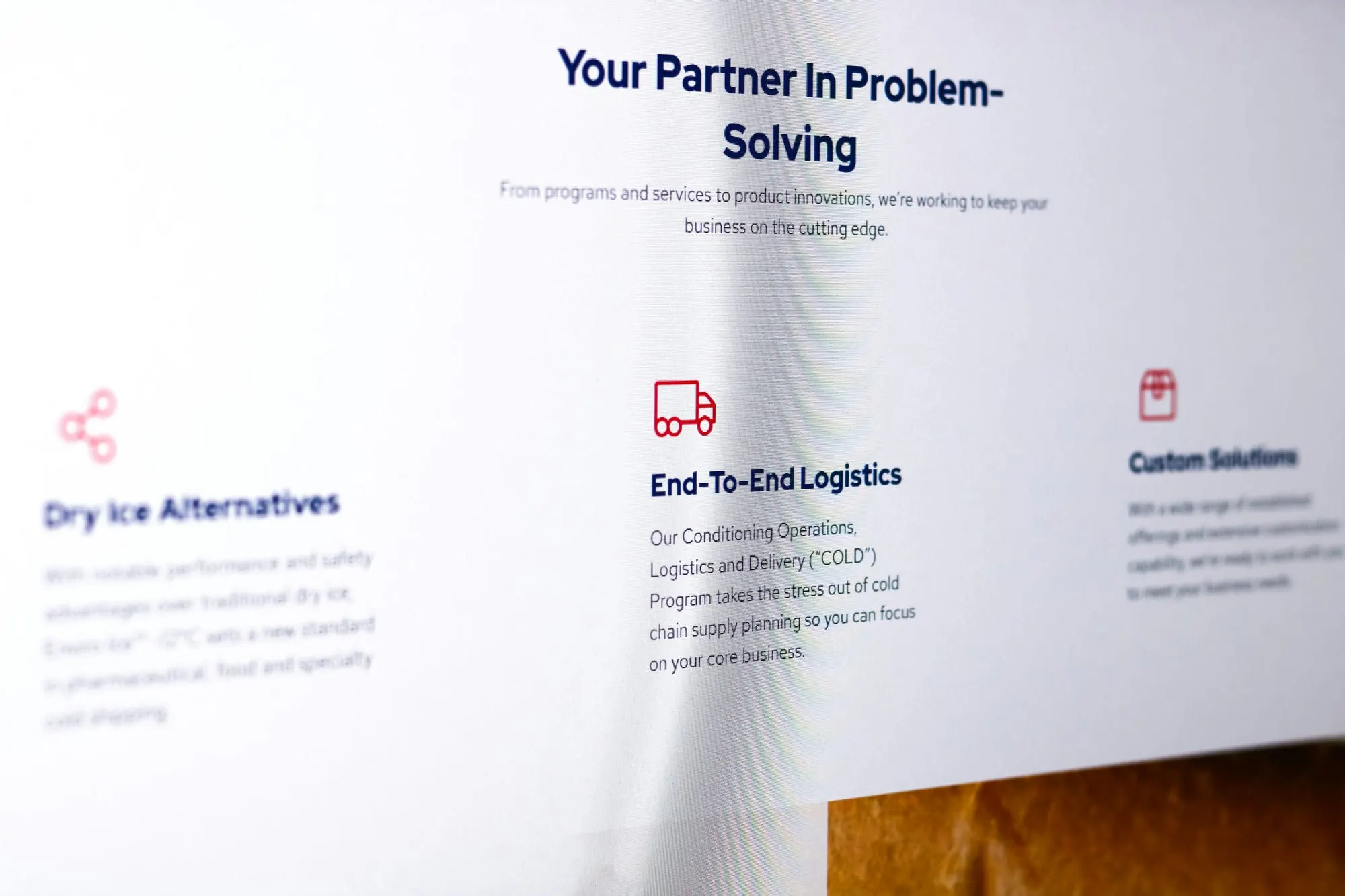 Product solutions website design