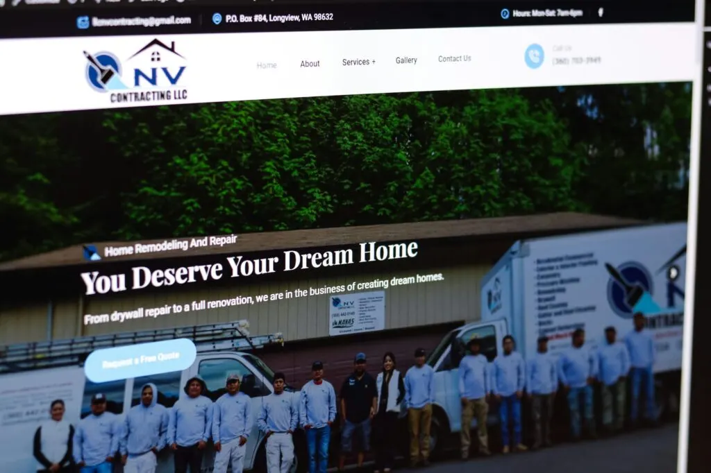 NV Contracting website, designed by Graticle